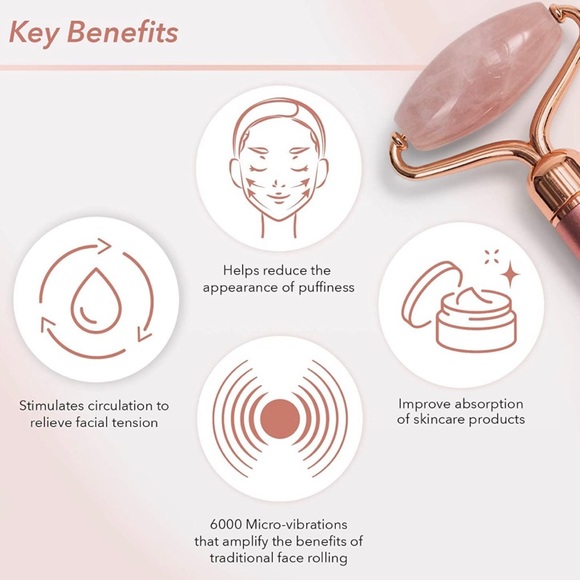 29. NIB Zoë Ayla Rose Quartz Vibrating Facial Roller - Picture 7 of 15